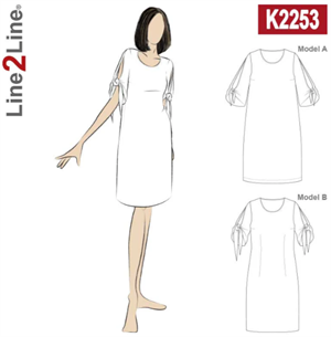 Line2Line snitmønster - K2253 Kjole med bindeærmer